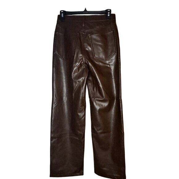 262. Abercrombie & Fitch Vegan Leather High-Rise Pants | Brown | Size 6S - Picture 3 of 4